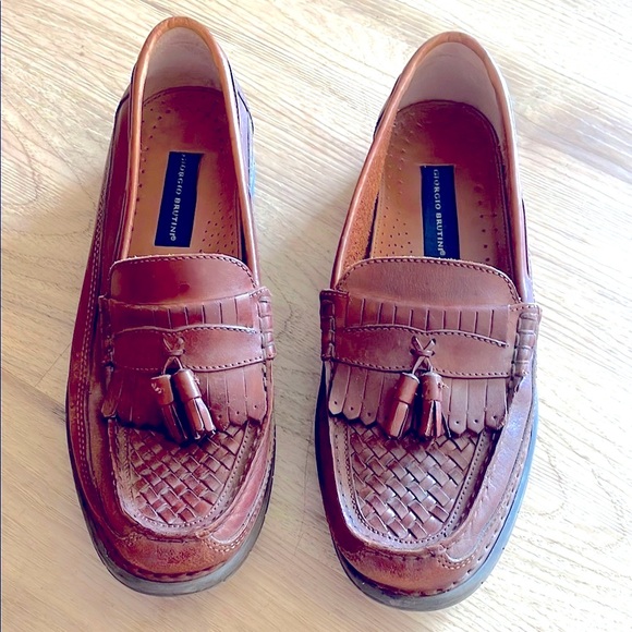 Giorgio Brutini Brown woven leather  Loafers with Tassels size 12 m - Picture 1 of 9
